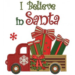 I Believe in Santa Christmas Truck With Toys Filled Machine Embroidery Design Digitized Pattern